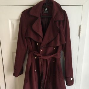 Maroon trench coat